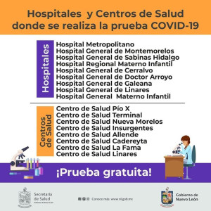 Hospitales y Centros de Salud donde se realiza la prueba COVID-19